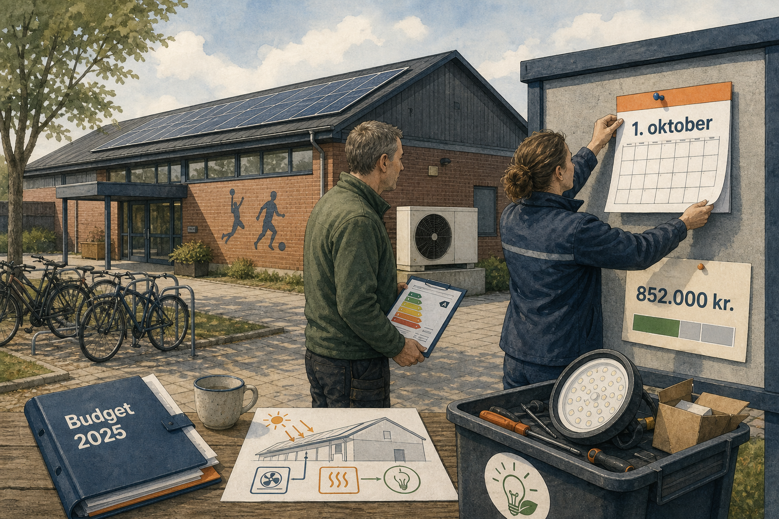 Illustration til: Idrætshaller får længere tid til at søge lån til energiforbedringer