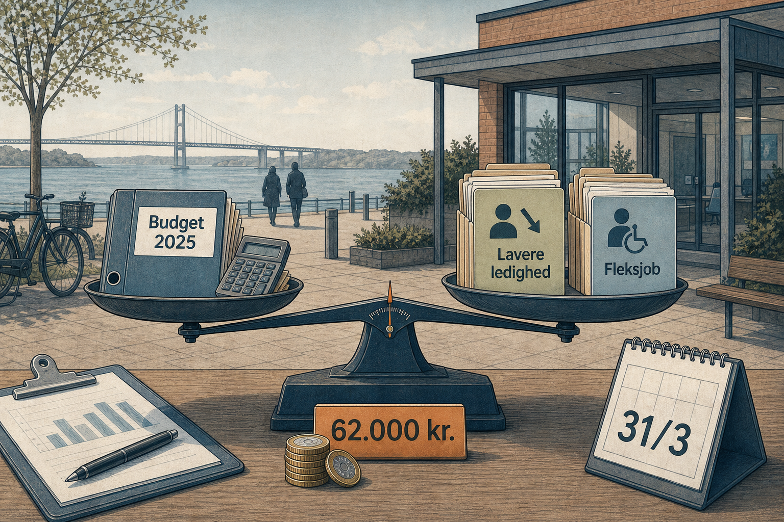 Illustration til: Næsten i balance: Arbejdsmarkedsområdet spår lille mindreforbrug