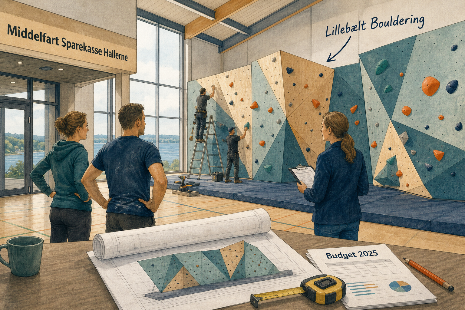 Illustration til: Ny boulderingvæg på vej i Middelfart Sparekasse Hallerne