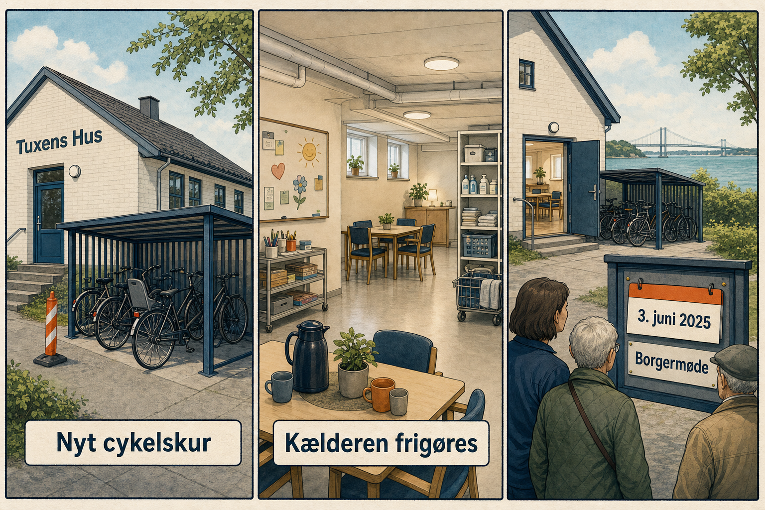 Illustration til: Nyt cykelskur ved Tuxens Hus skal frigøre kælderlokaler til aktiviteter