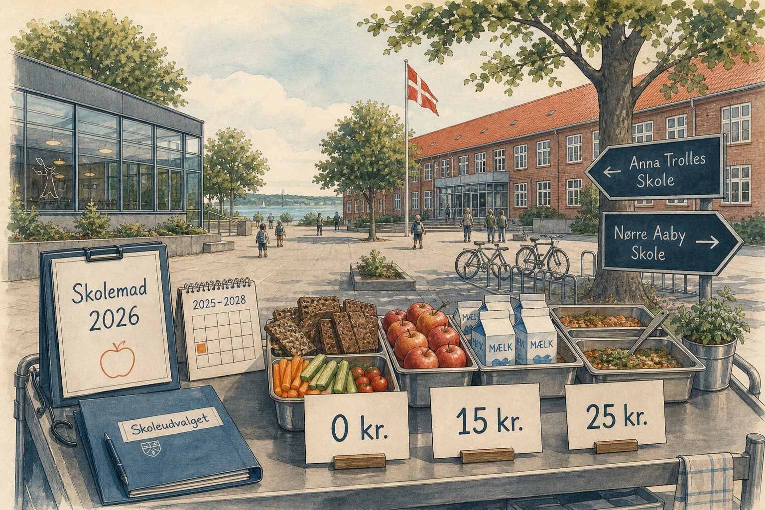 Illustration til: Skolemad kan blive testet på Anna Trolles Skole og Nørre Aaby Skole