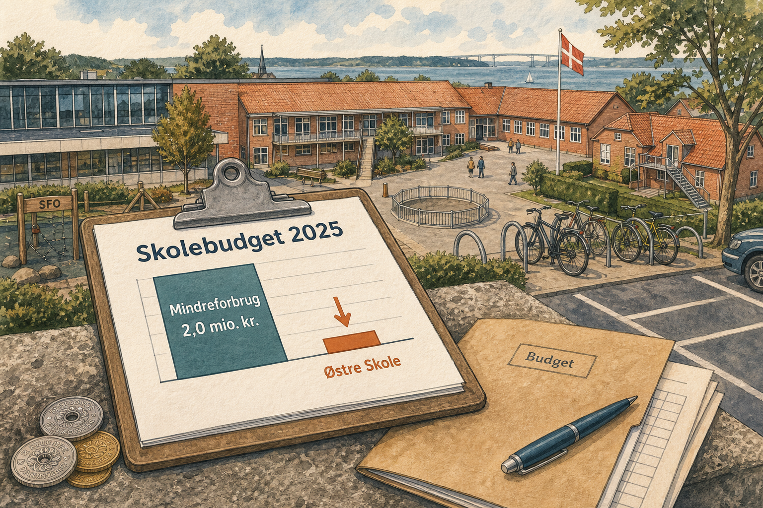 Illustration til: Skoleområdet styrer mod 2 mio. kr. i mindreforbrug – men Østre Skole presser på
