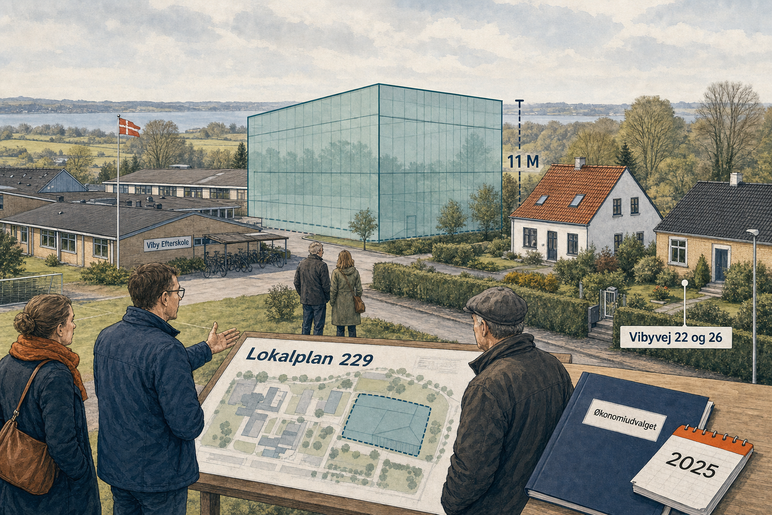 Illustration til: Viby Efterskole kan udvide: Lokalplan åbner for teatersal og nye bygninger
