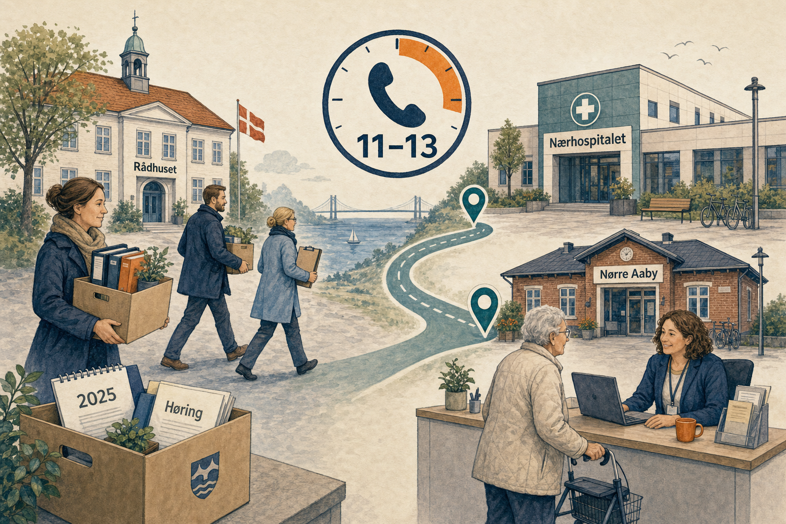 Illustration til: Visitatorerne rykker ud af Rådhuset – og telefontiden bliver kortere