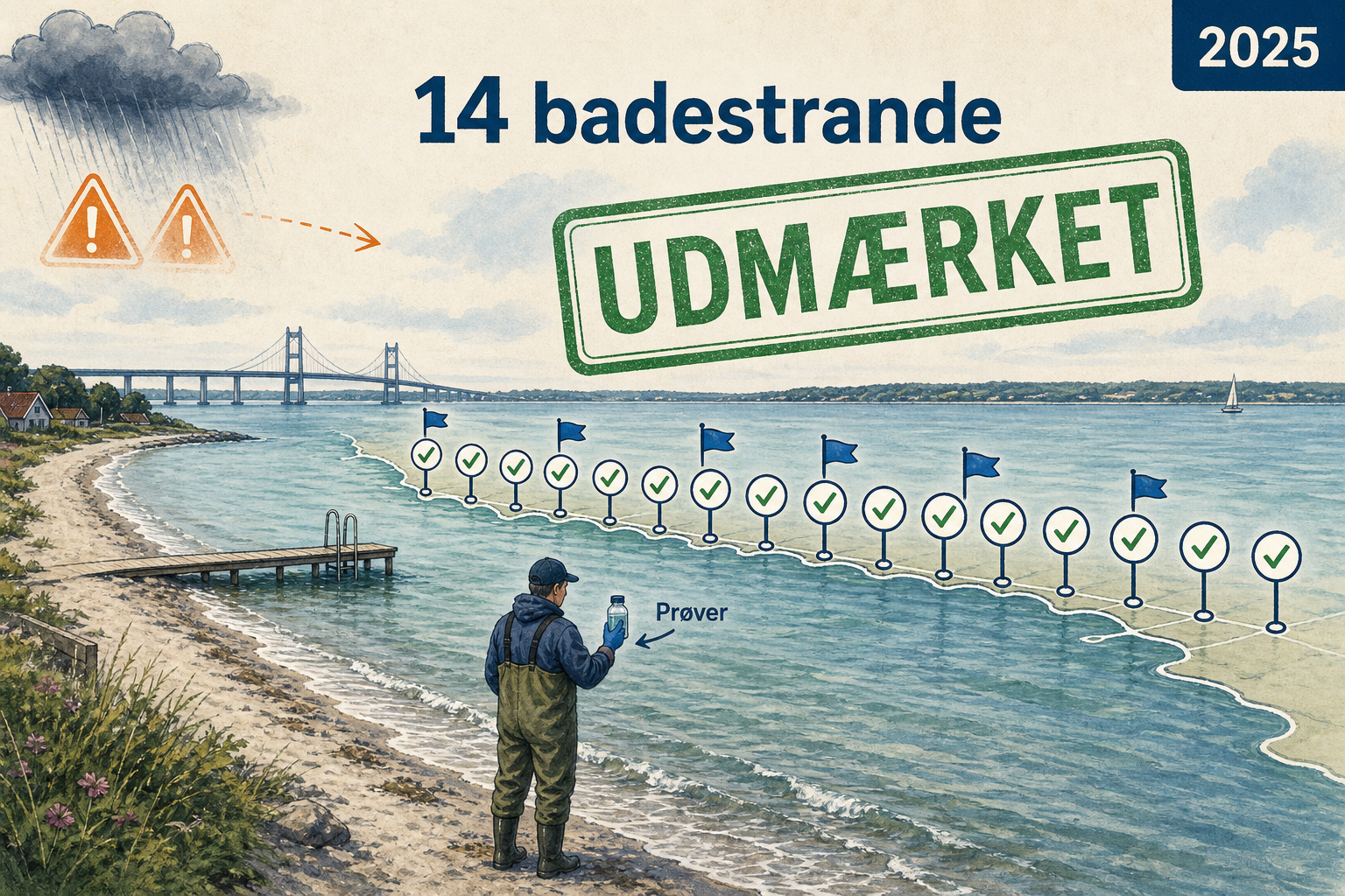 Illustration til: Alle 14 badestrande får topkarakter efter sommerens prøver