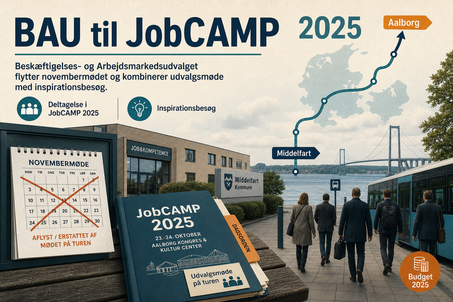 Illustration til: BAU rykker novembermøde og tager til JobCAMP i Aalborg