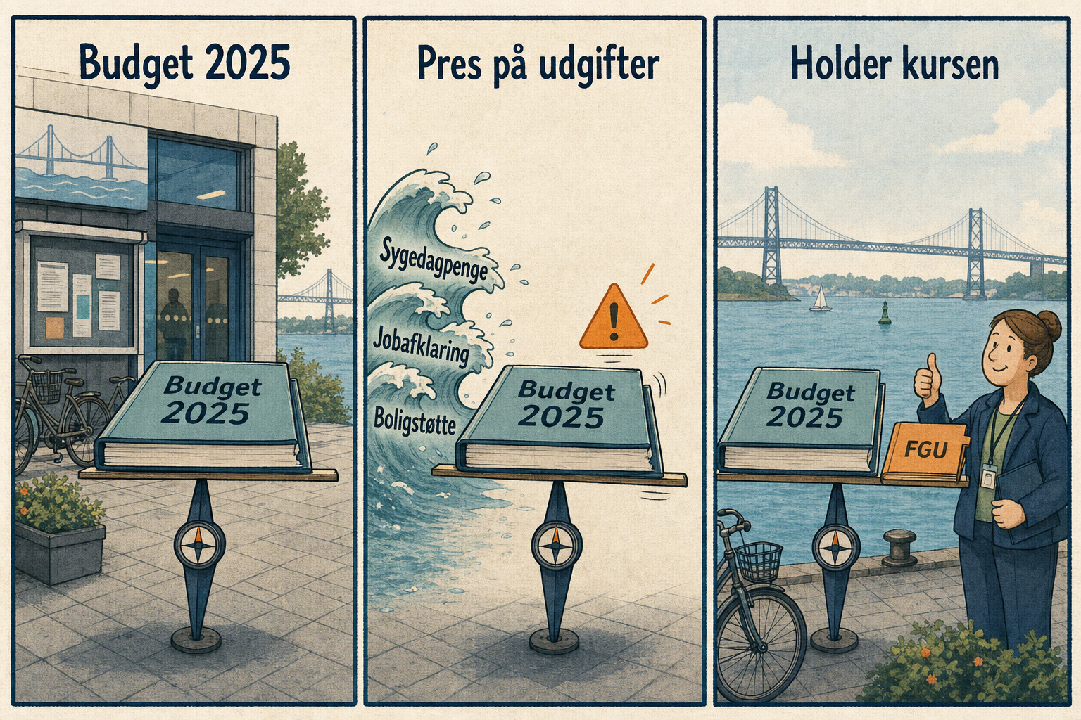 Illustration til: Beskæftigelsesbudgettet holder kursen trods pres på sygedagpenge