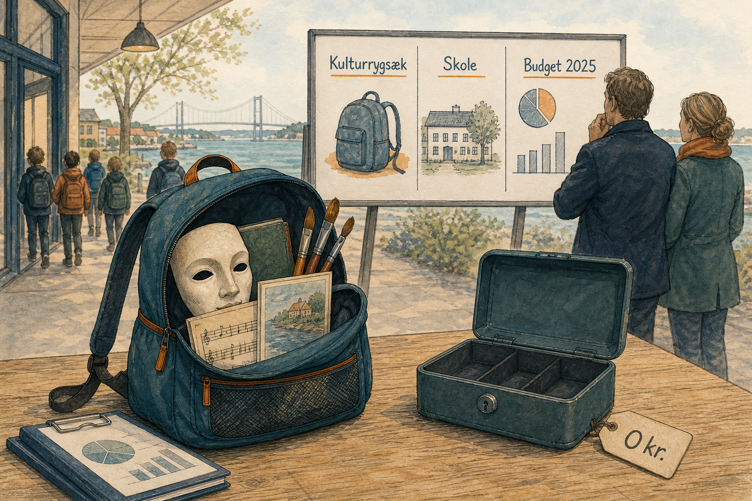 Illustration til: Kulturoplevelser til skolebørn på tegnebrættet – men uden penge i kassen