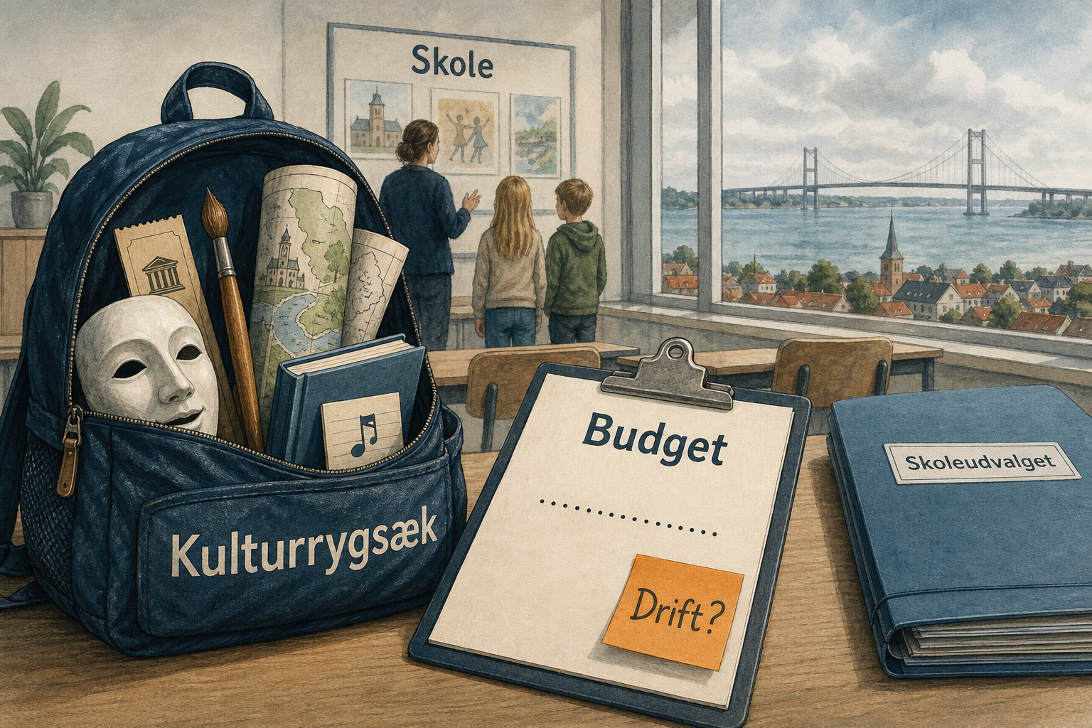 Illustration til: Kulturrygsæk til skoleelever på tegnebrættet – men uden penge til drift