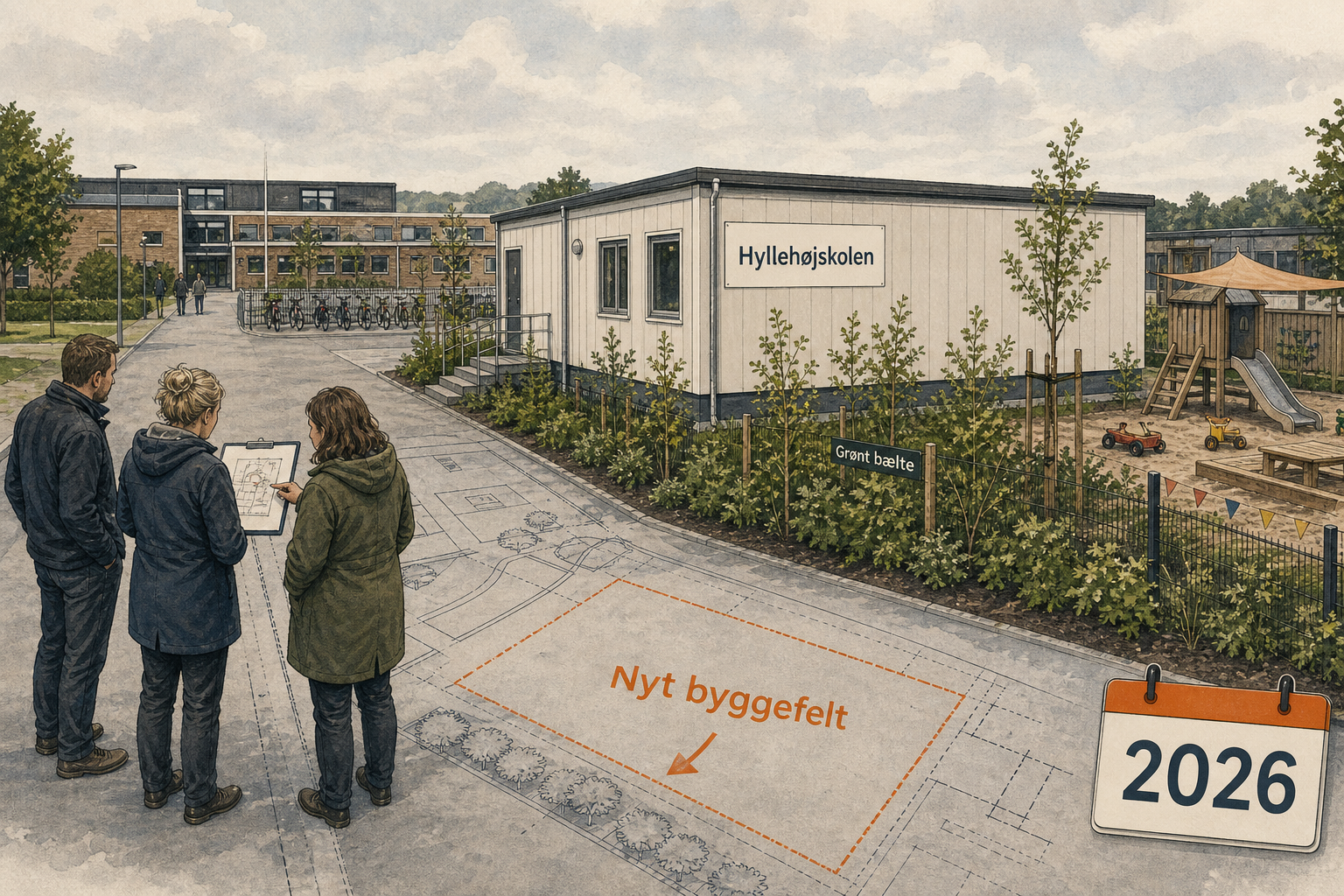 Illustration til: Pavillon ved Hyllehøjskolen gøres permanent med ny lokalplan