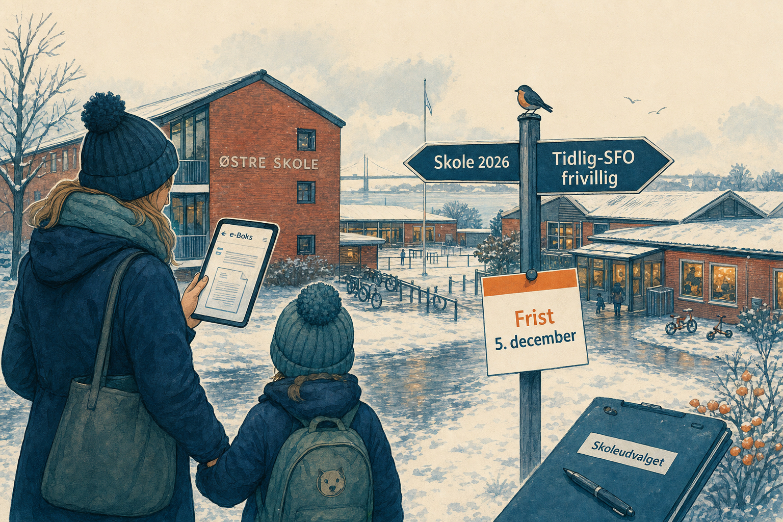 Illustration til: Skoleindskrivning 2026: Frist 5. december – og Tidlig-SFO er frivillig