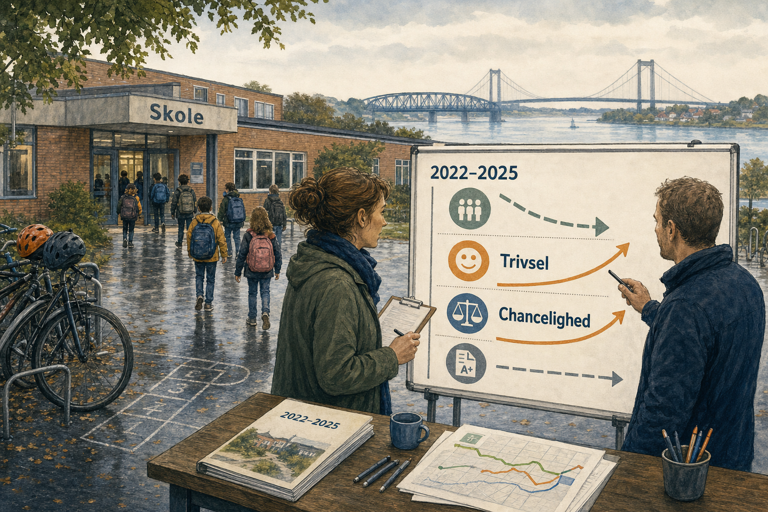Illustration til: Skoleudvalget peger på trivsel og chancelighed som næste store skolefokus
