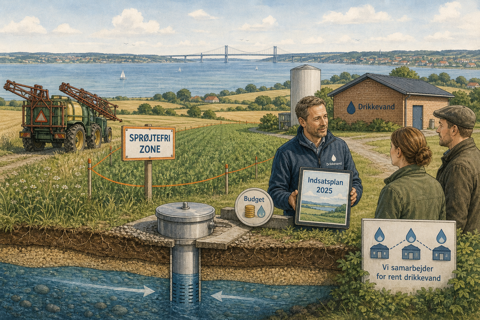 Illustration til: Sprøjtefri zoner skal beskytte drikkevandet: Ny plan er vedtaget