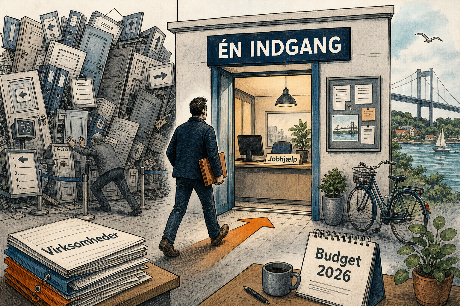 Illustration til: Arbejdsgiverne vil have én indgang til kommunens jobhjælp