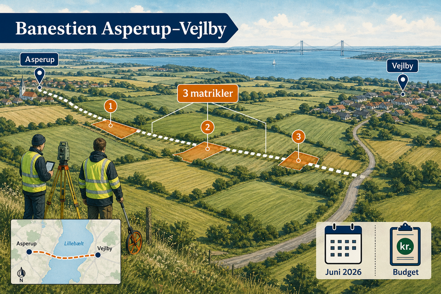 Illustration til: Banestien mod Vejlby rykker videre: ekspropriation på tre matrikler sagt ja til