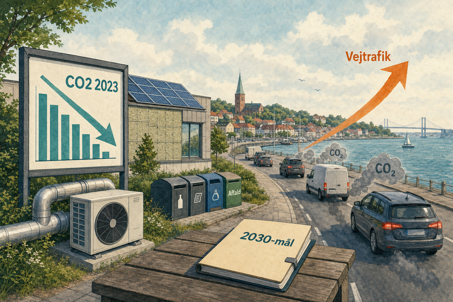 Illustration til: CO2 falder – men vejtrafikken trækker den forkerte vej