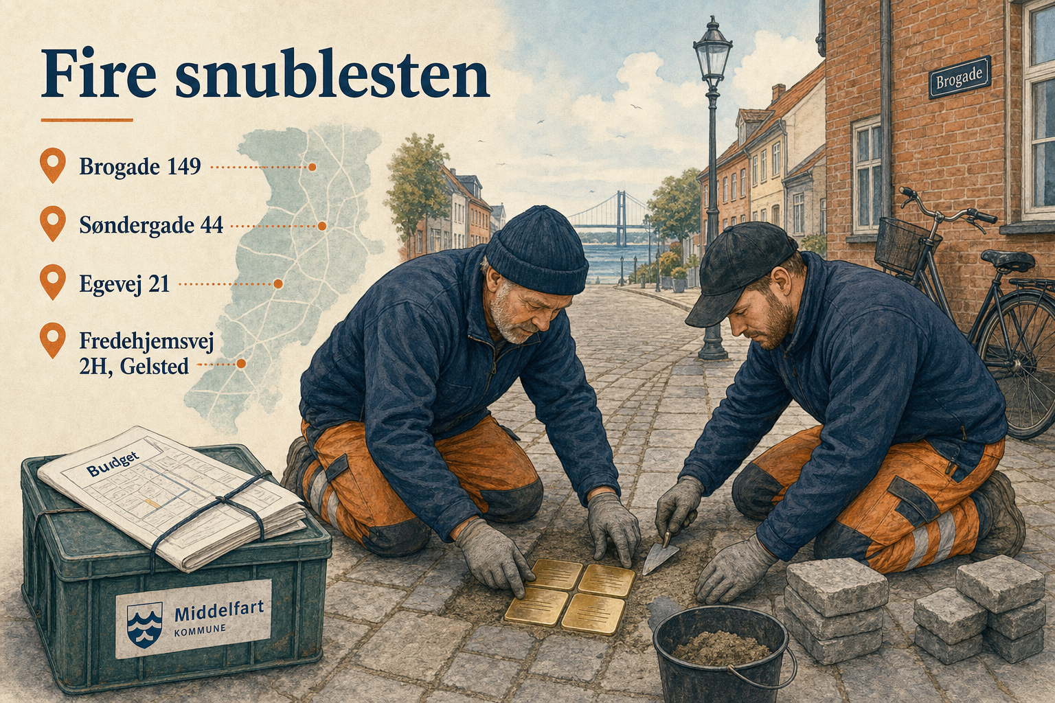 Illustration til: Fire nye snublesten på vej til Middelfart og Gelsted