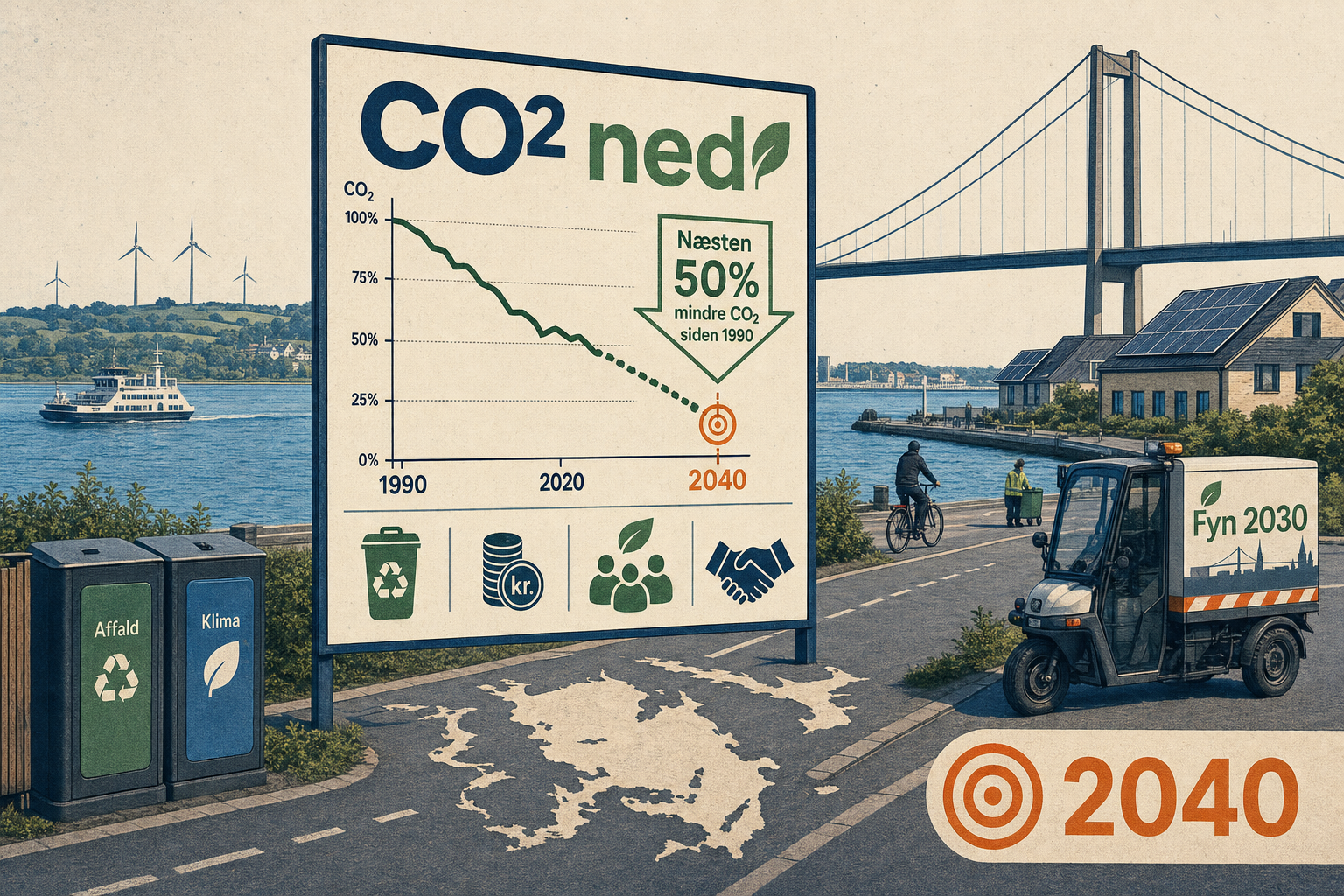 Illustration til: Fyn 2030: Klimaneutralitet i 2040 kræver flere fælles greb