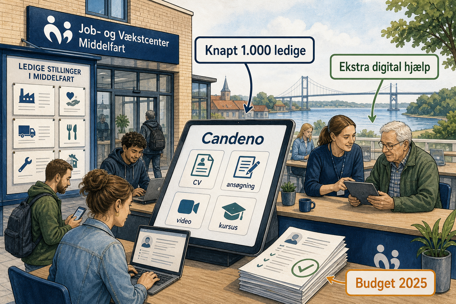 Illustration til: Knapt 1.000 ledige bruger jobcentrets digitale univers Candeno
