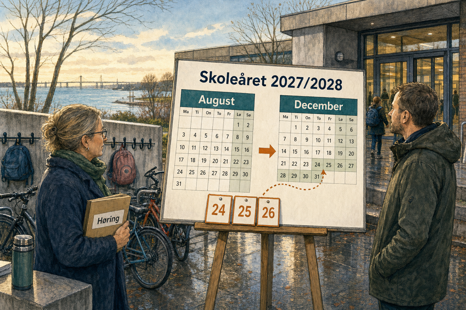 Illustration til: Kortere sommerferie – juleferien rykkes frem for skoleåret 2027/2028