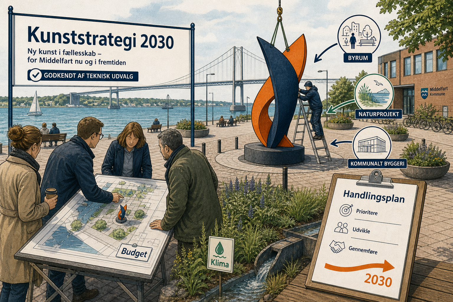 Illustration til: Ny kunststrategi skal sætte retning for værker i byrummet frem mod 2030