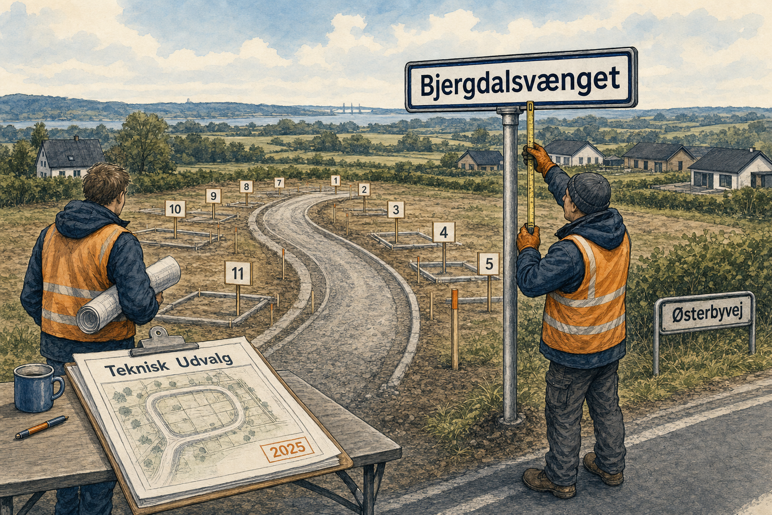 Illustration til: Ny udstykning i Gamborg får vejnavnet Bjergdalsvænget
