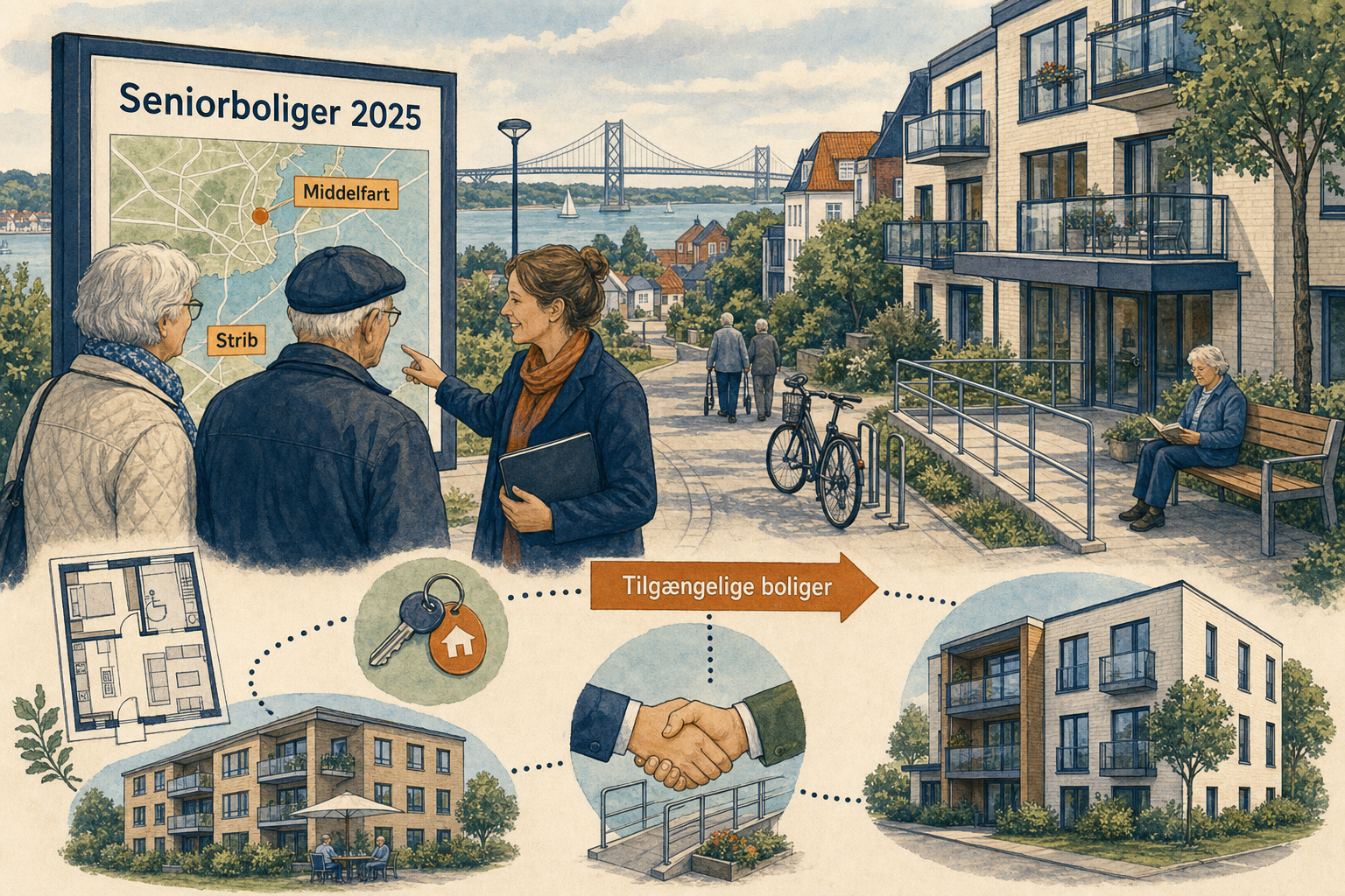 Illustration til: Plan for flere seniorvenlige boliger: Fokus på Middelfart og Strib