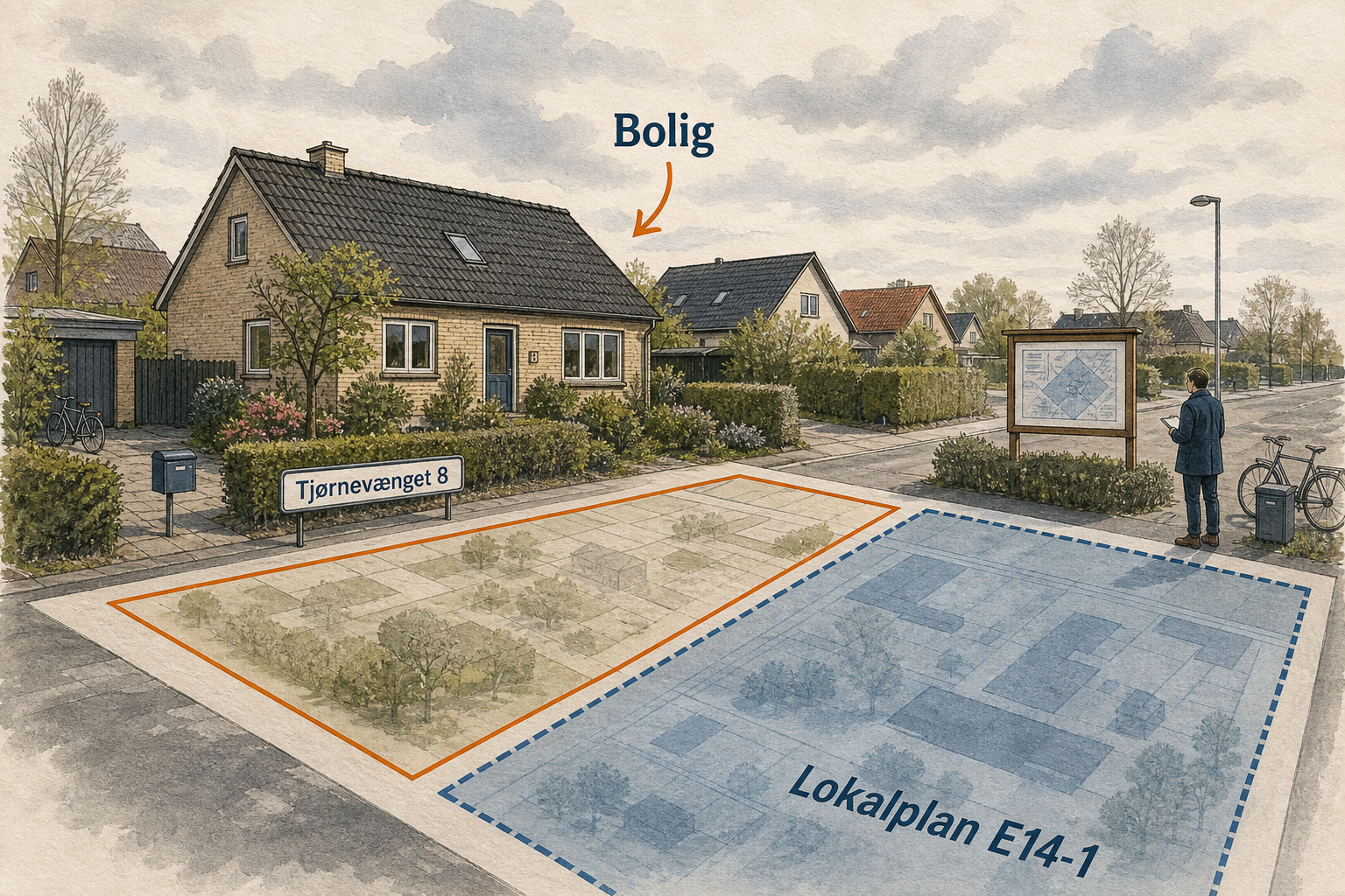 Illustration til: Tjørnevænget 8 udtages af erhvervsplan: Boliganvendelse fastholdes i Ejby