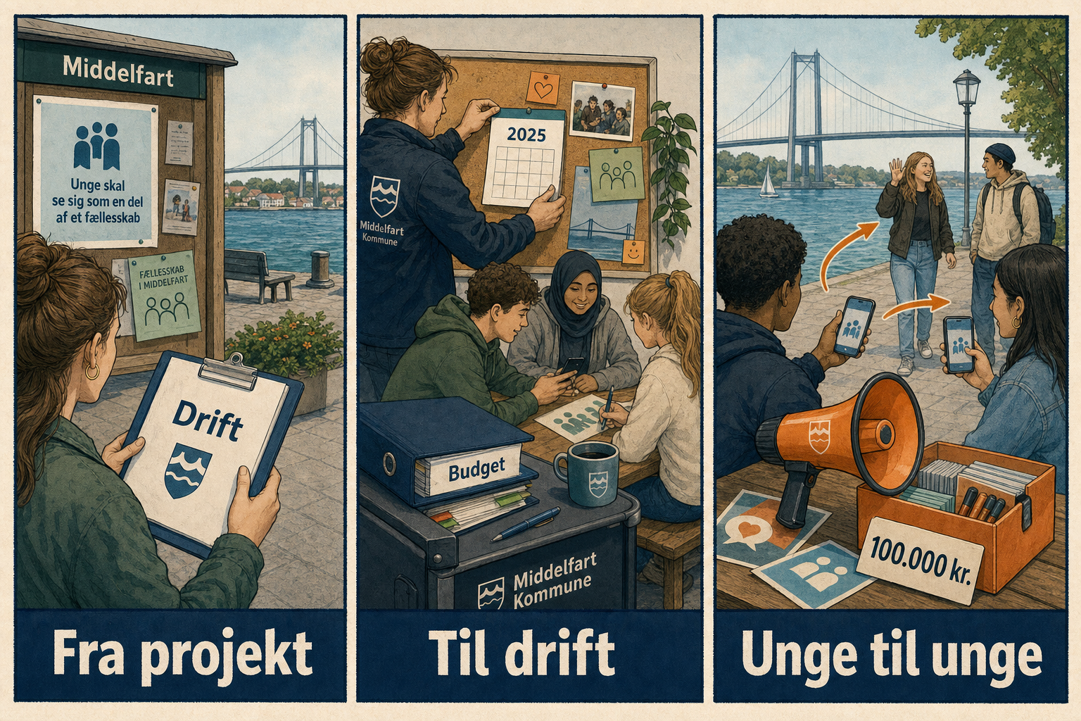 Illustration til: Unges fællesskaber bliver en fast del af kommunens drift