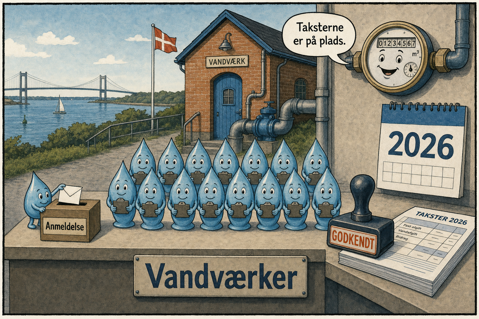Illustration til: Vandtaksterne for 2026 er godkendt for 15 lokale vandværker