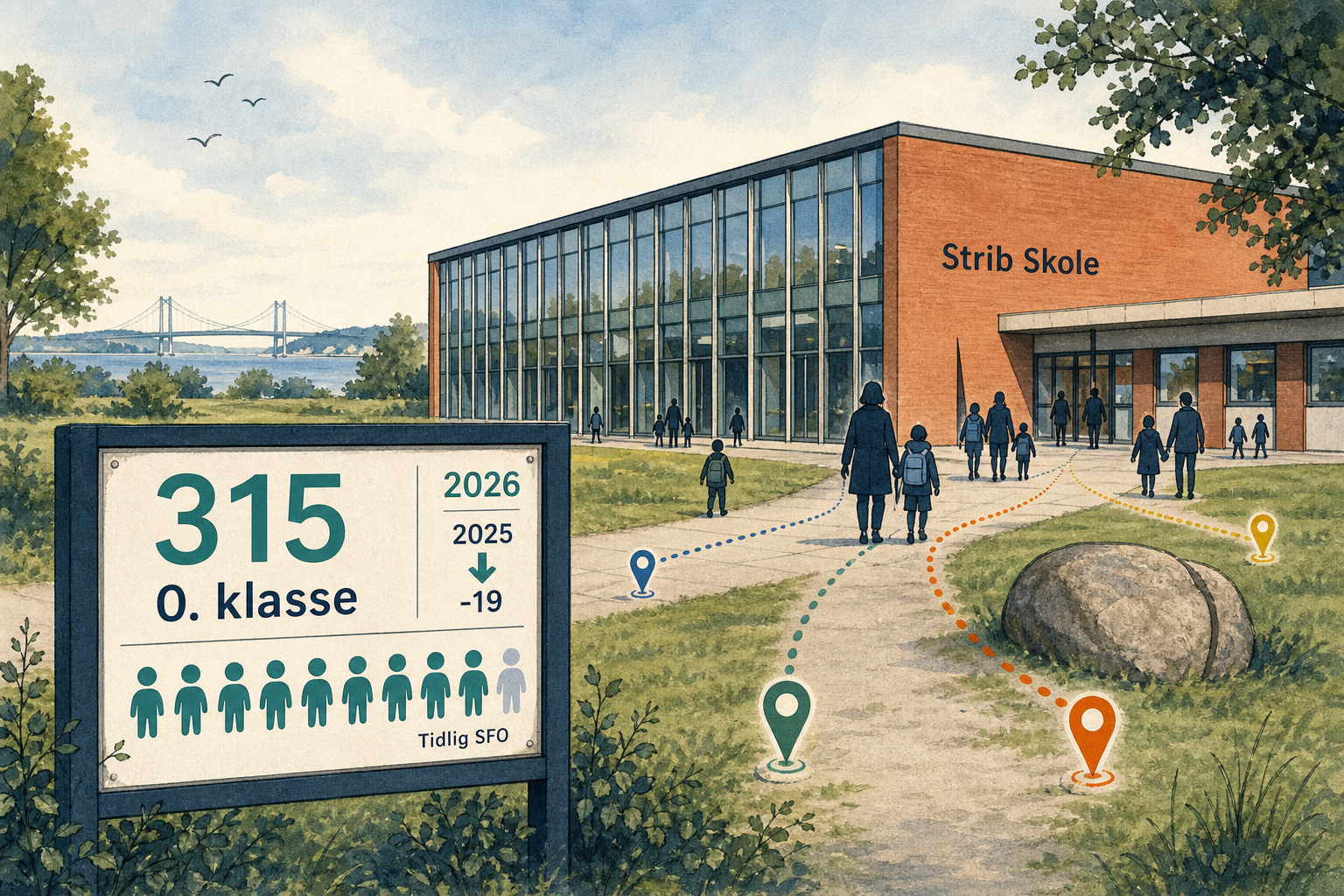Illustration til: Færre nye skolebørn: 315 starter i 0. klasse – og 9 ud af 10 vælger Tidlig SFO