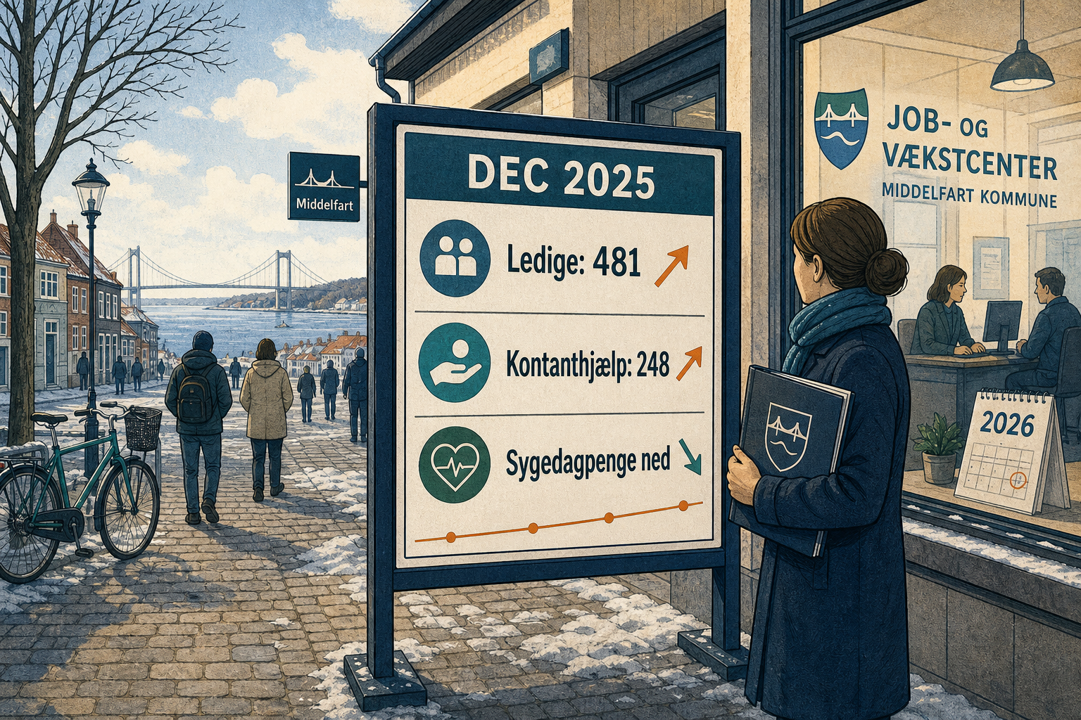 Illustration til: Flere på kontanthjælp – ledigheden stiger i årets sidste måned
