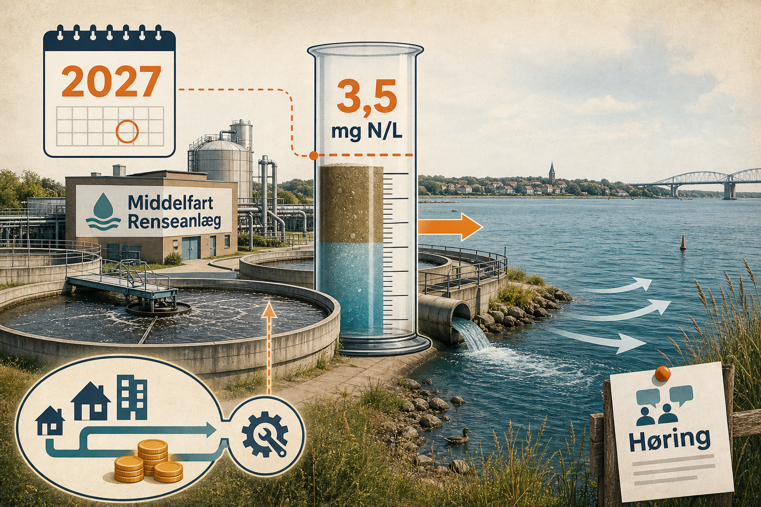 Illustration til: Skærpet kvælstofkrav rammer Middelfart Renseanlæg: Tillæg sendes i høring