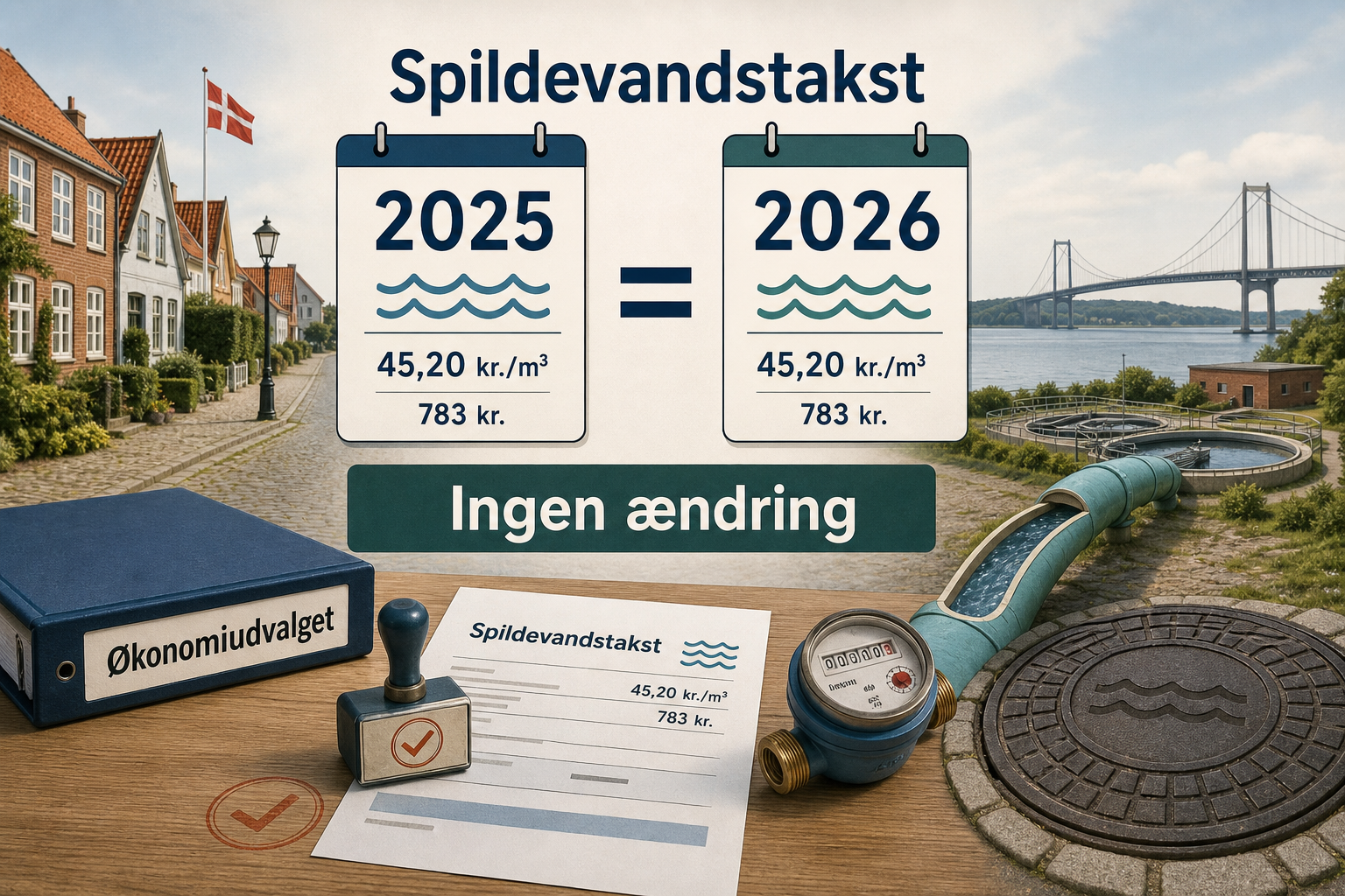 Illustration til: Spildevandstaksten for 2026 fastholdes: Ingen ændring på regningen