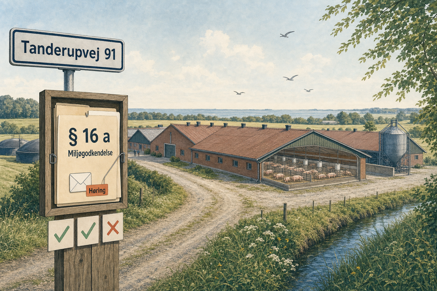 Illustration til: Svinebrug ved Tanderupvej kan få flere dyr i samme stalde