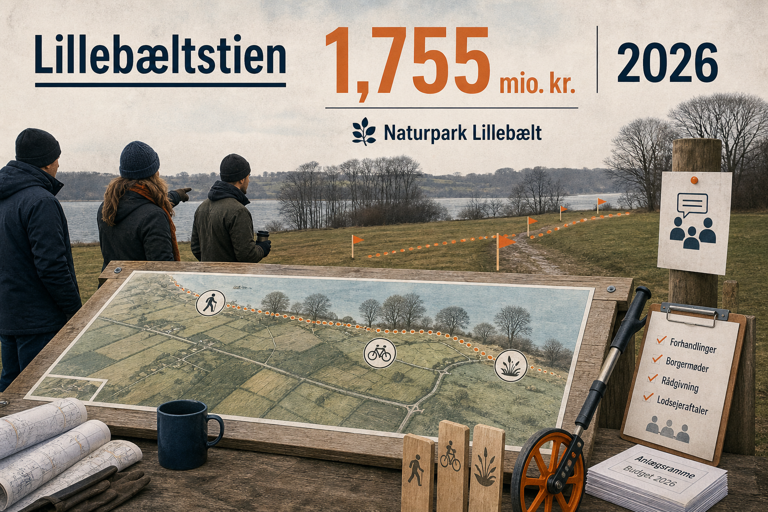 Illustration til: 1,755 millioner skal sætte gang i forhandlinger om Lillebæltstiens forlængelse