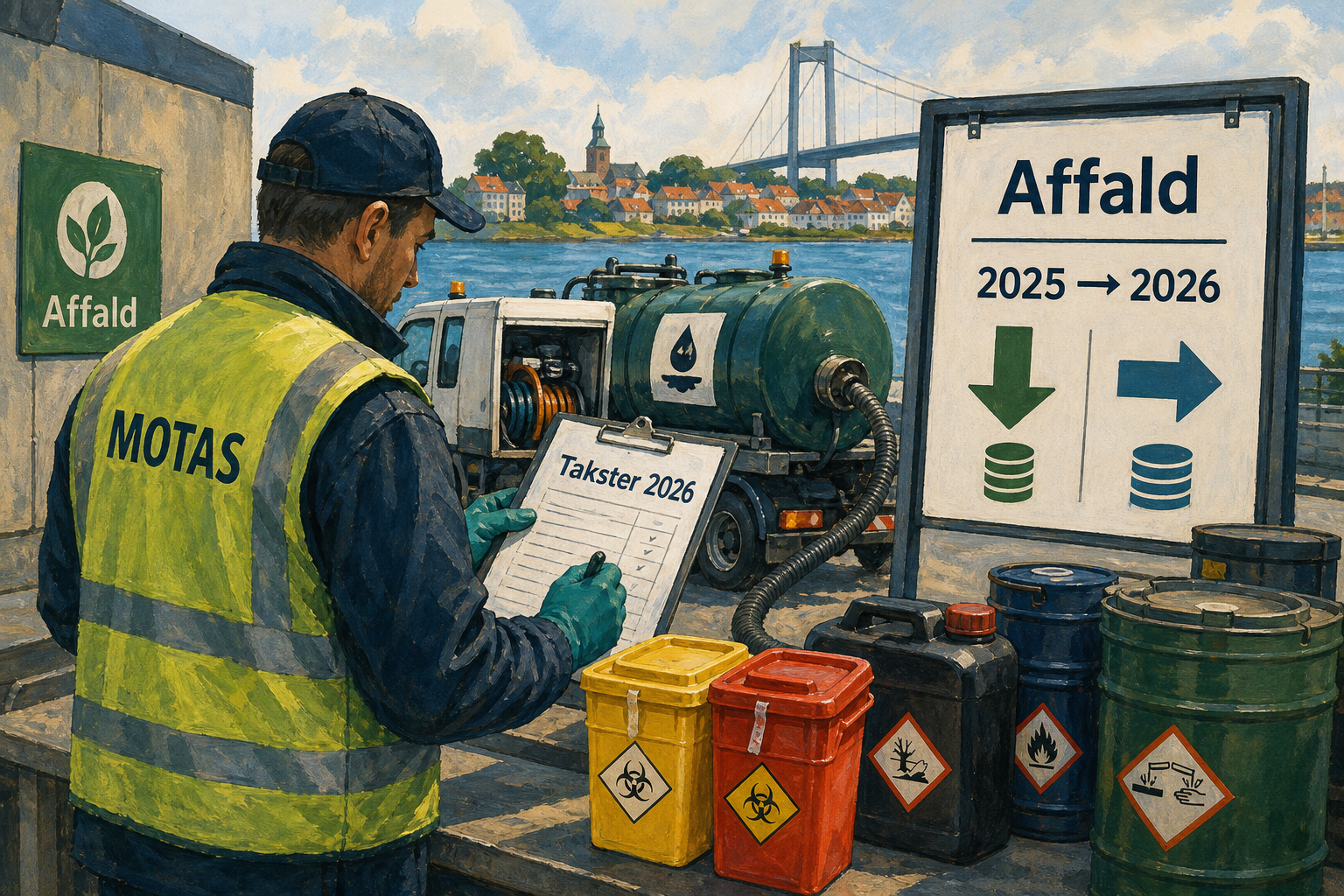 Illustration til: Lavere gebyrer på farligt affald på vej – MOTAS-takster sendes til godkendelse