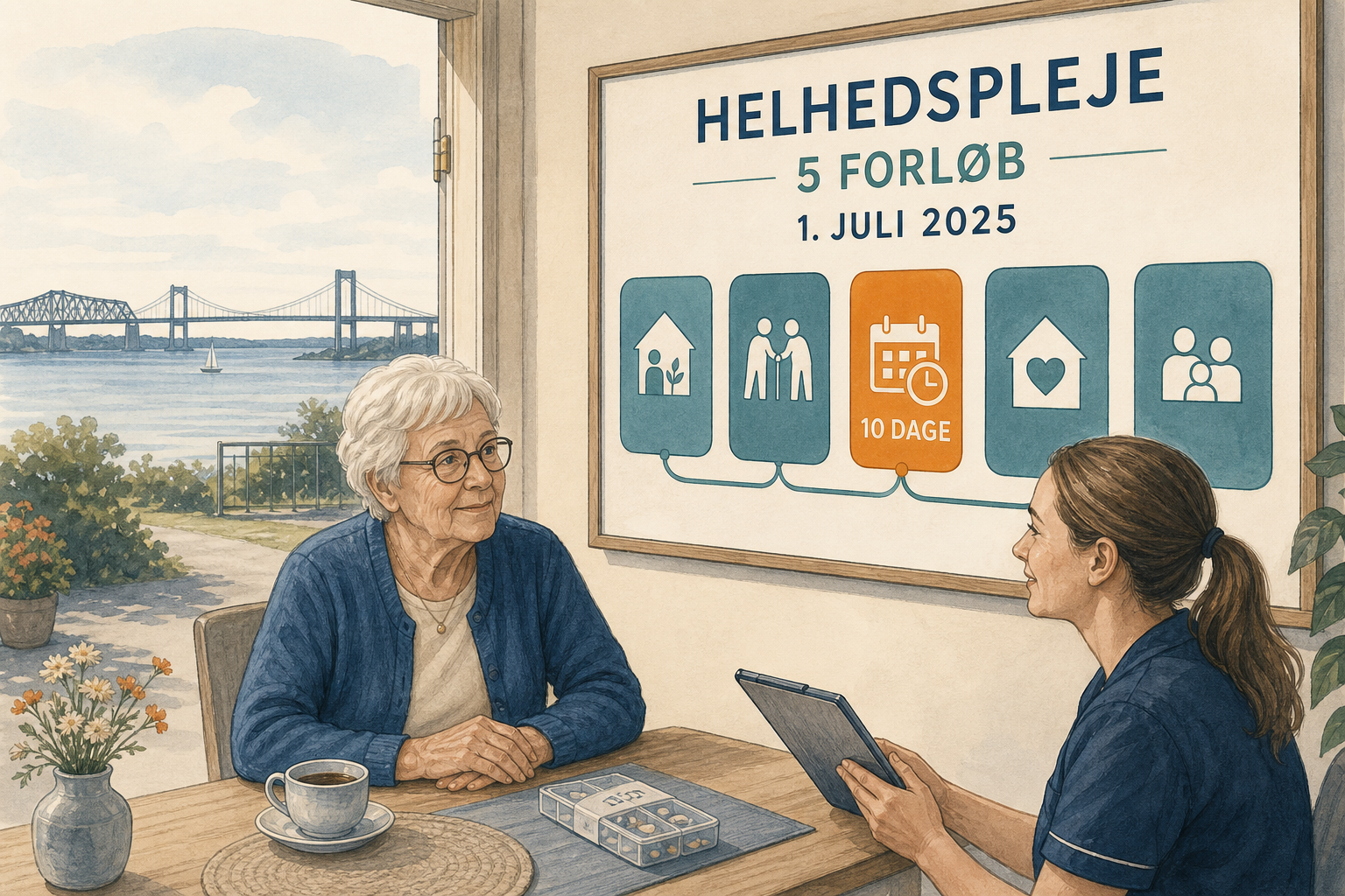 Illustration til: Ny helhedspleje: Hjemmehjælp samles i fem forløb fra 1. juli