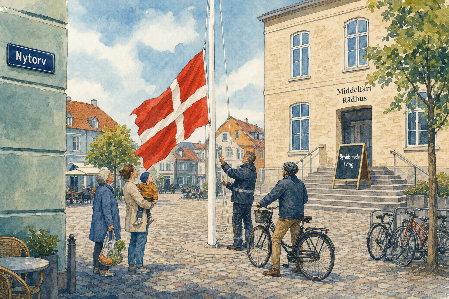 Illustration til: Dannebrog skal vaje på Nytorv, når byrådet holder møde