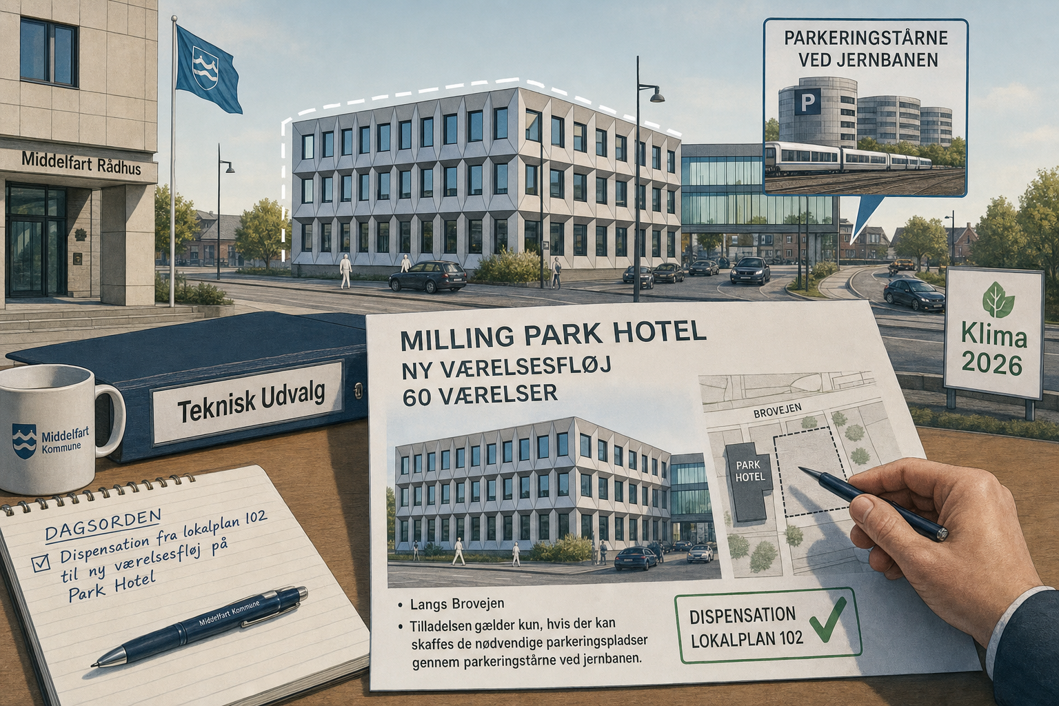 Illustration til: Dispensation åbner for større hotelfløj med 60 værelser