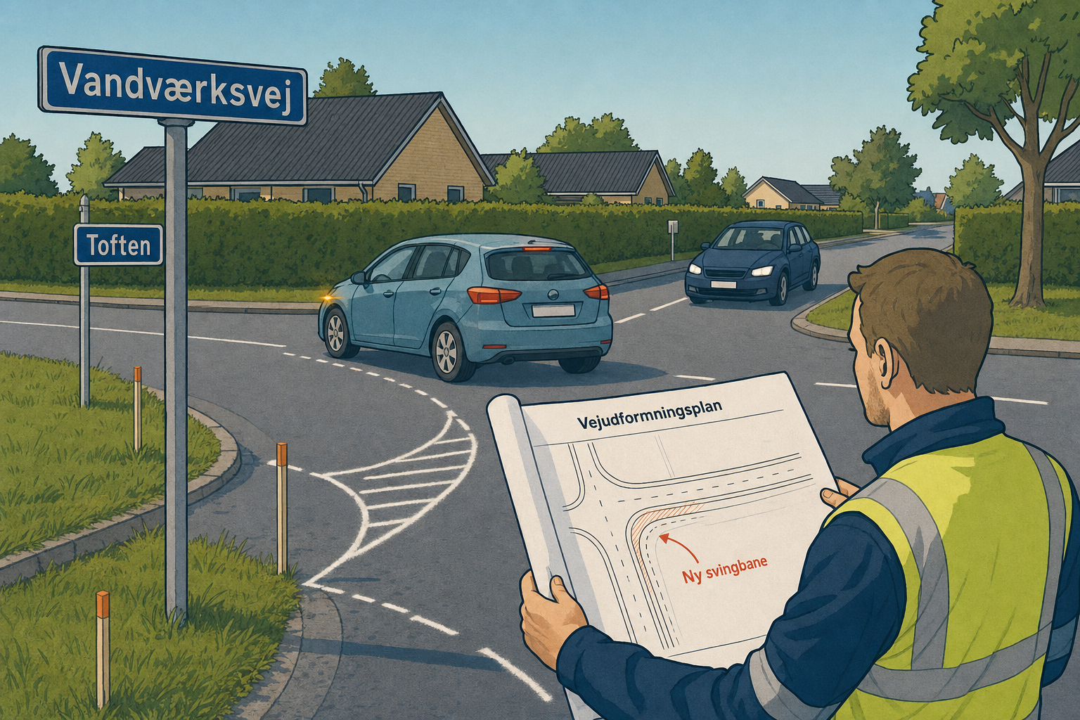 Illustration til: Krydset Vandværksvej/Toften skal bygges om for 2,7 millioner