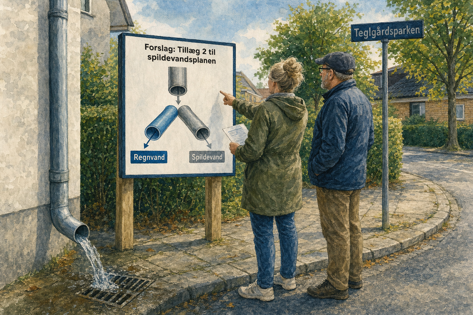 Illustration til: Separatkloakering af Teglgårdsparken sendt i otte ugers høring
