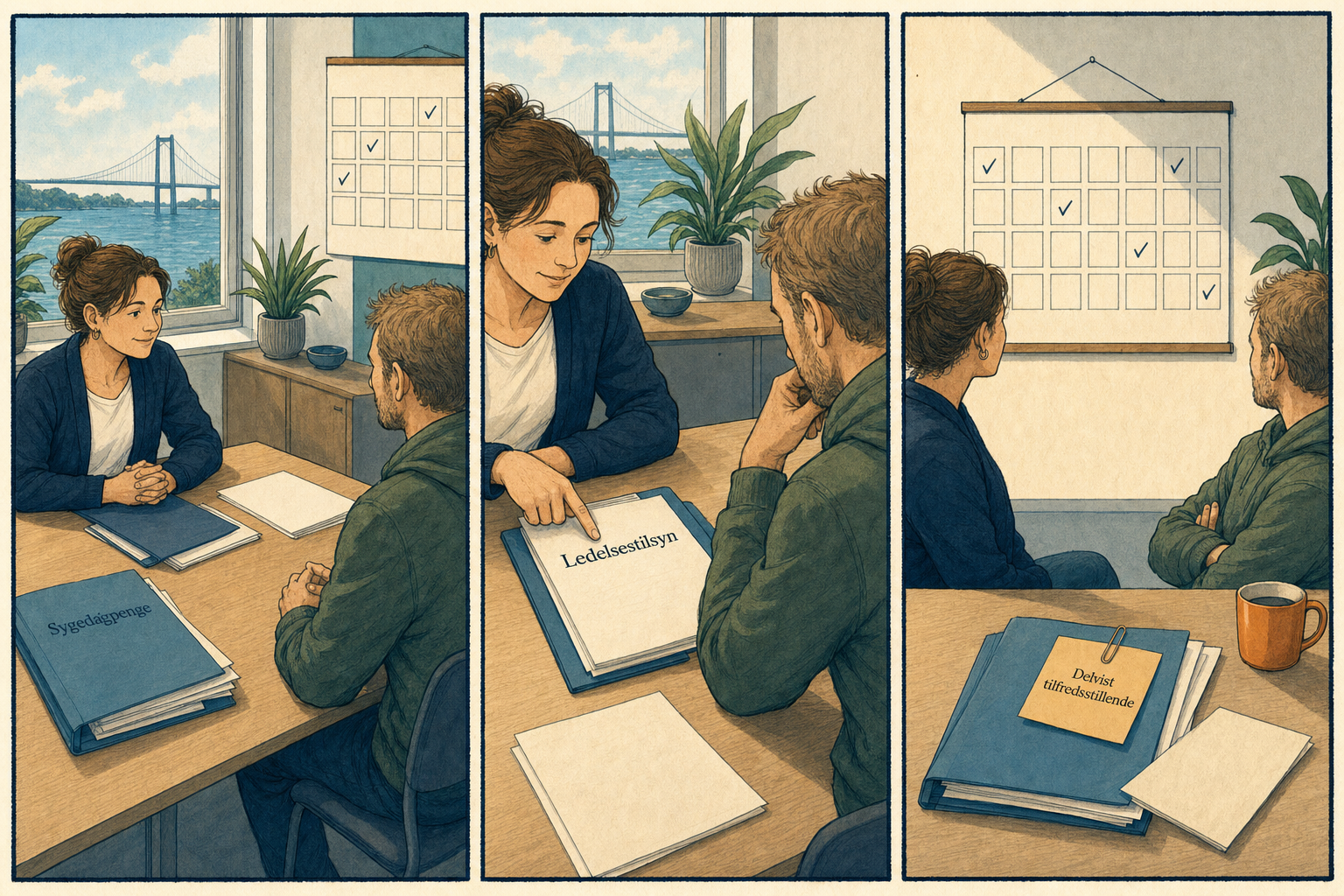 Illustration til: Tilsyn: Kun 2 af 7 sygemeldte fik alle lovpligtige samtaler