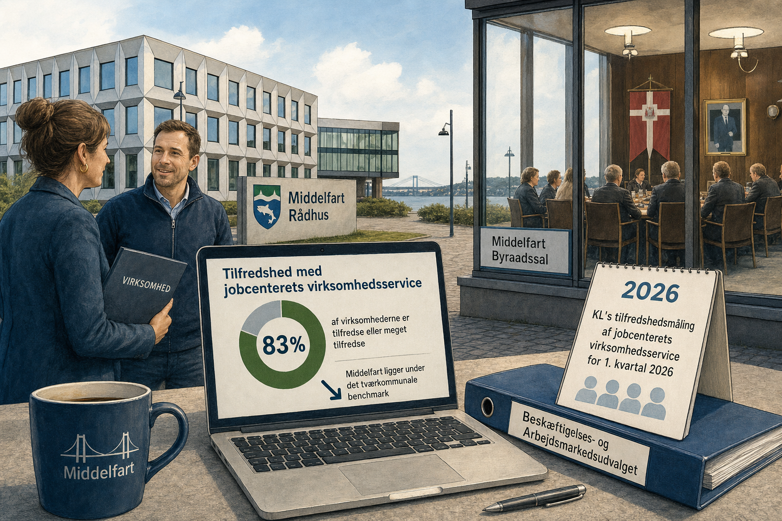 Illustration til: Virksomheder er fortsat tilfredse med jobcenteret, men ligger under benchmark